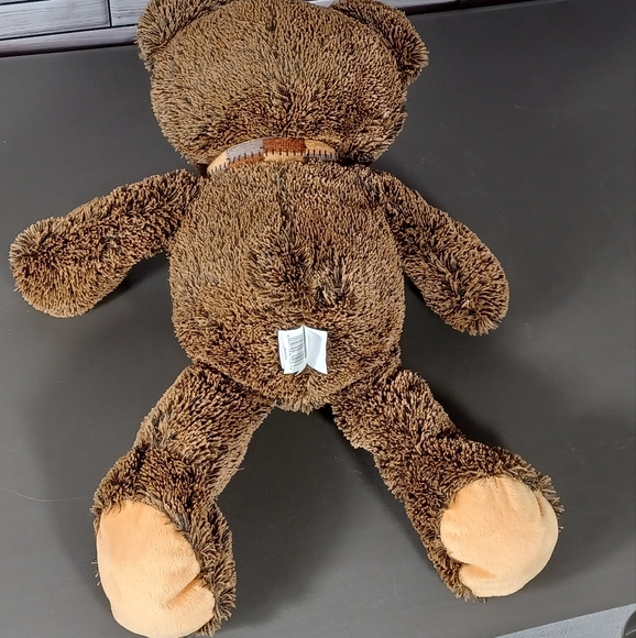 •NANCO Brown cuddly Bear fluffy fur silver shimmery eyes plaid winter scarf - Picture 3 of 10